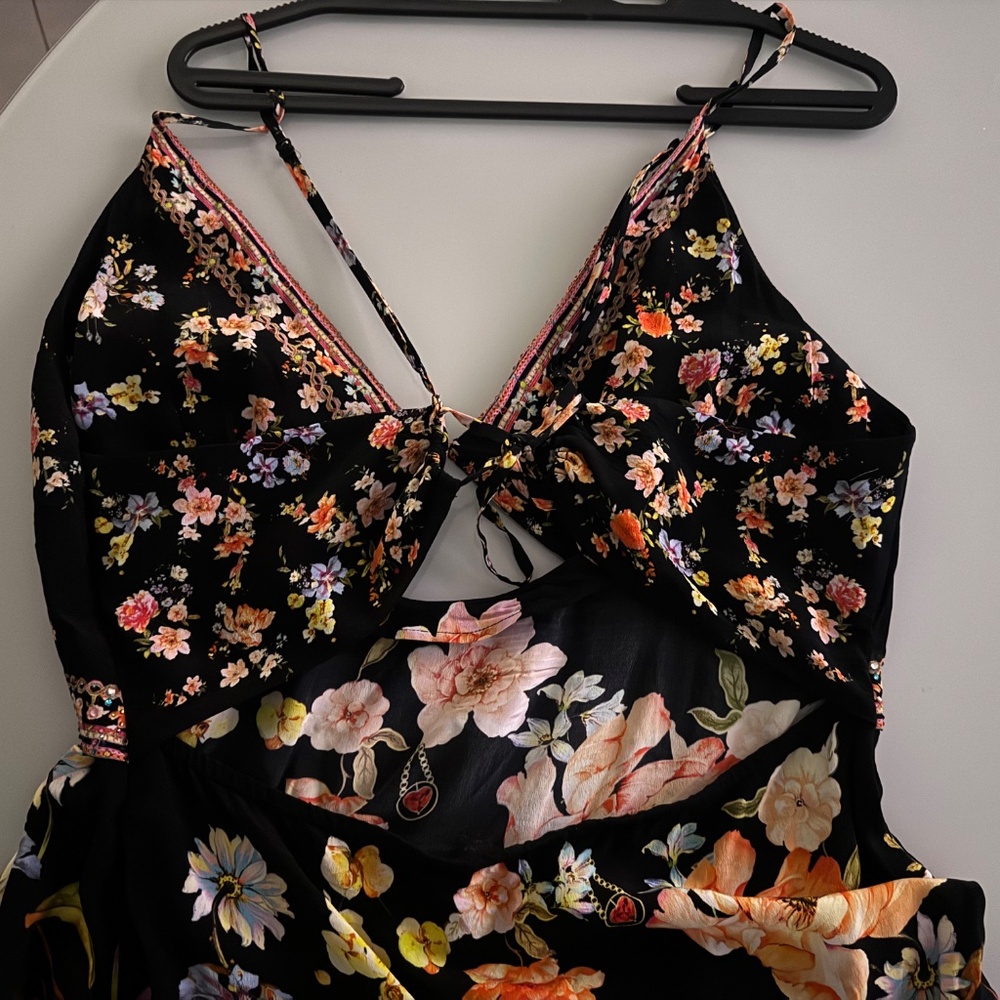 Camilla 'Secret History' Cut-Out Floral Silk Mini-Dress, Multi - Picture 7 of 10